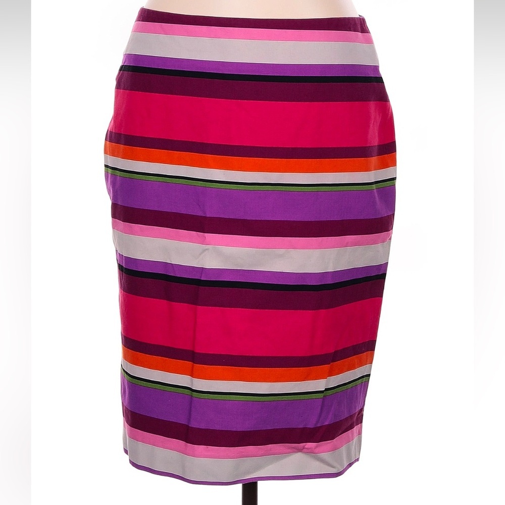 Liz Claiborne Cotton Multi Color Striped Pencil Skirt Women's Size 12 Large